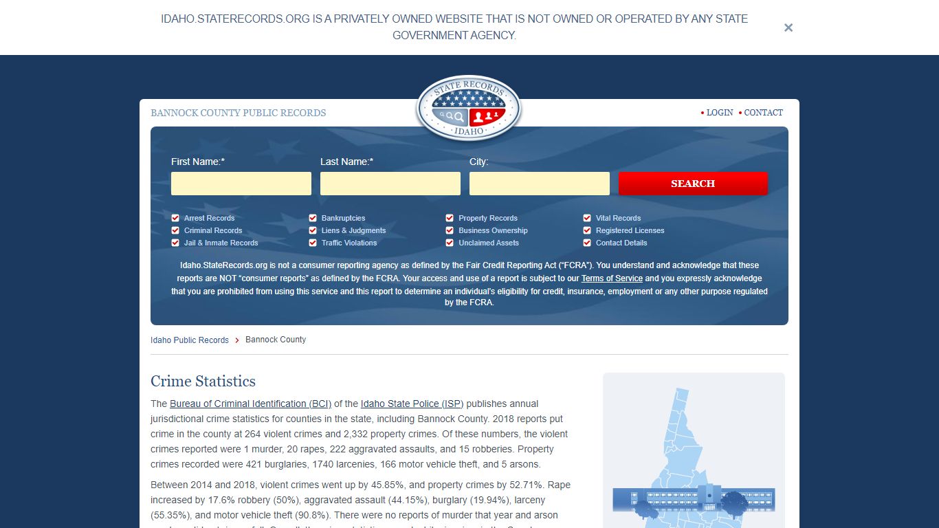 Bannock County Arrest, Court, and Public Records | StateRecords.org